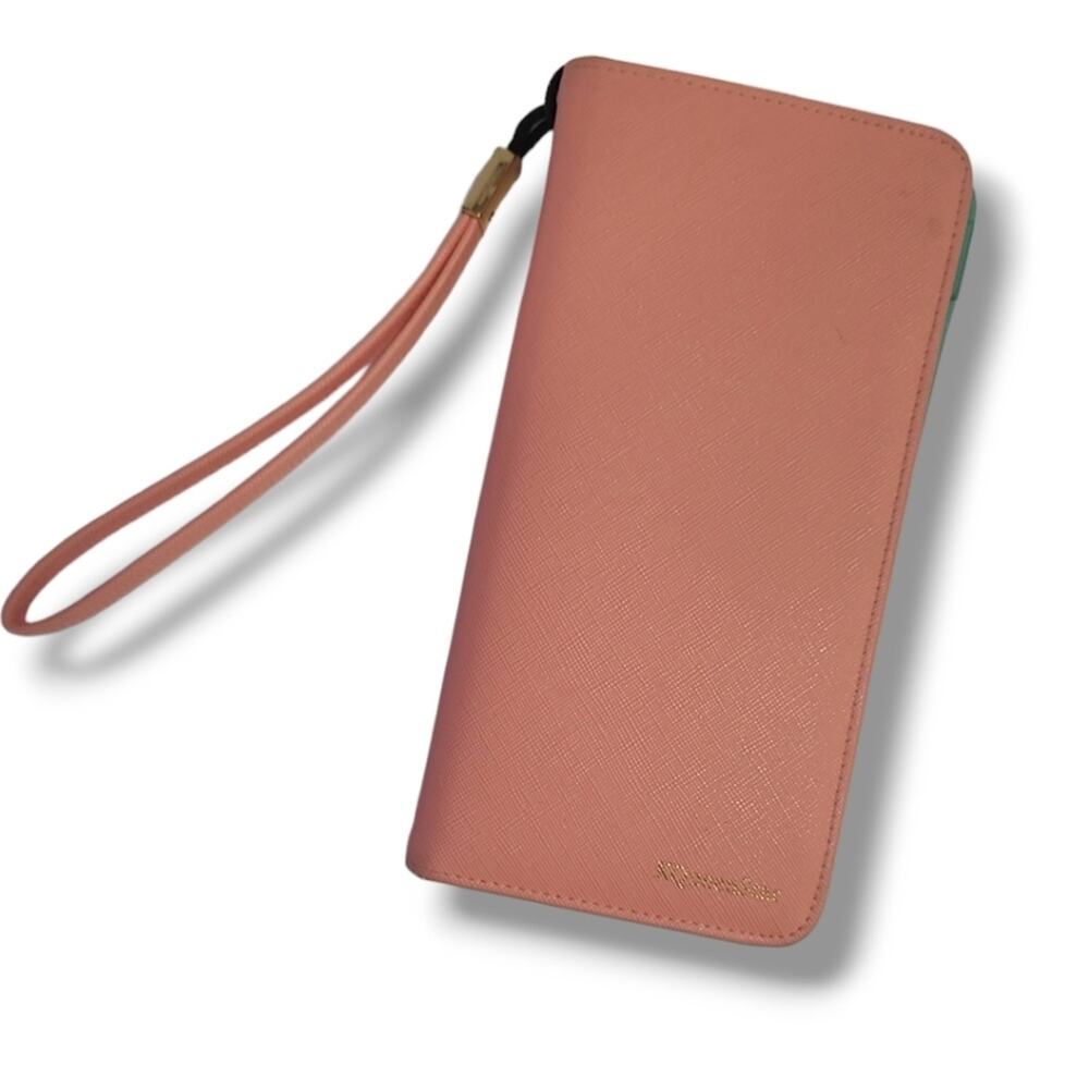 KQueenStar Blush Pink & Seafoam Green Wallet Wristlet Strap with Zipper